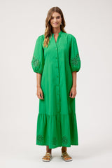 Larissa Broderie Maxi Dress - Green