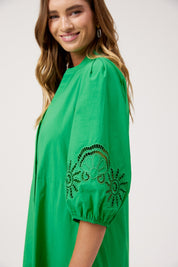 Larissa Broderie Maxi Dress - Green