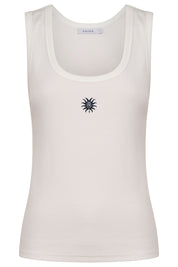 Athens Embroidered Tank - White