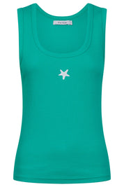 Athens Embroidered Tank - Aqua