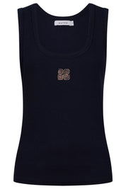 Athens Embroidered Tank - Navy
