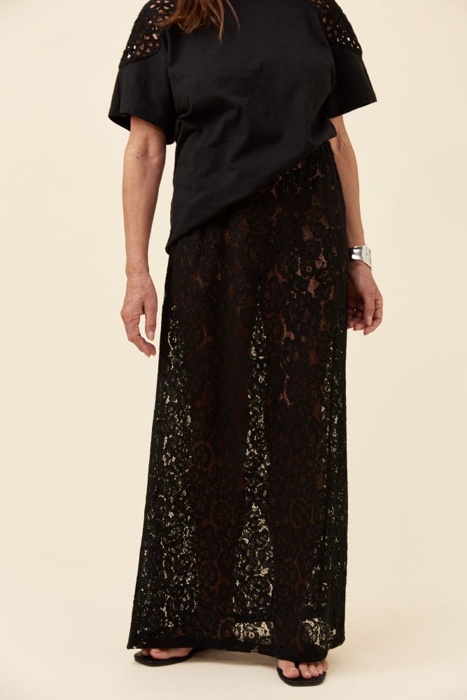 Ethel Lace Maxi Skirt - Black