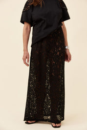 Ethel Lace Maxi Skirt - Black