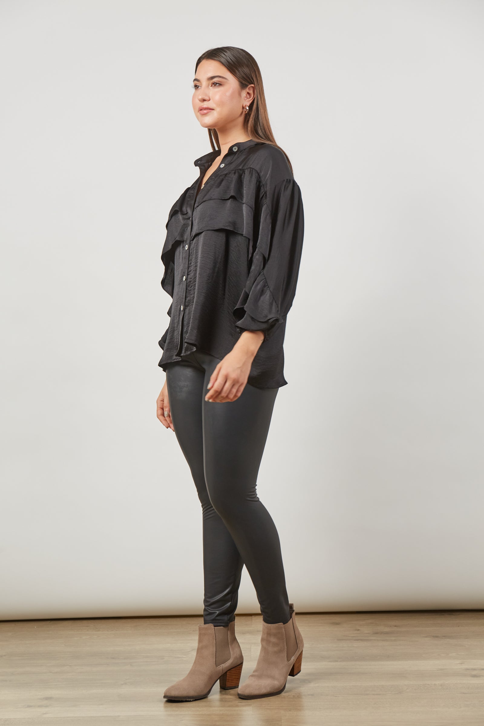 Romance Ruffle Blouse - Onyx