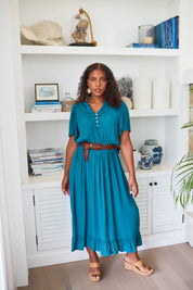 Botanical Midi Dress - Teal