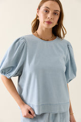 Sofie Denim Top - Sky