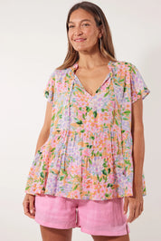 Botanical Tiered Top - Sunset Hydrangea