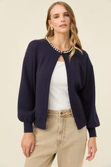Nell Pearl Cardigan - Navy