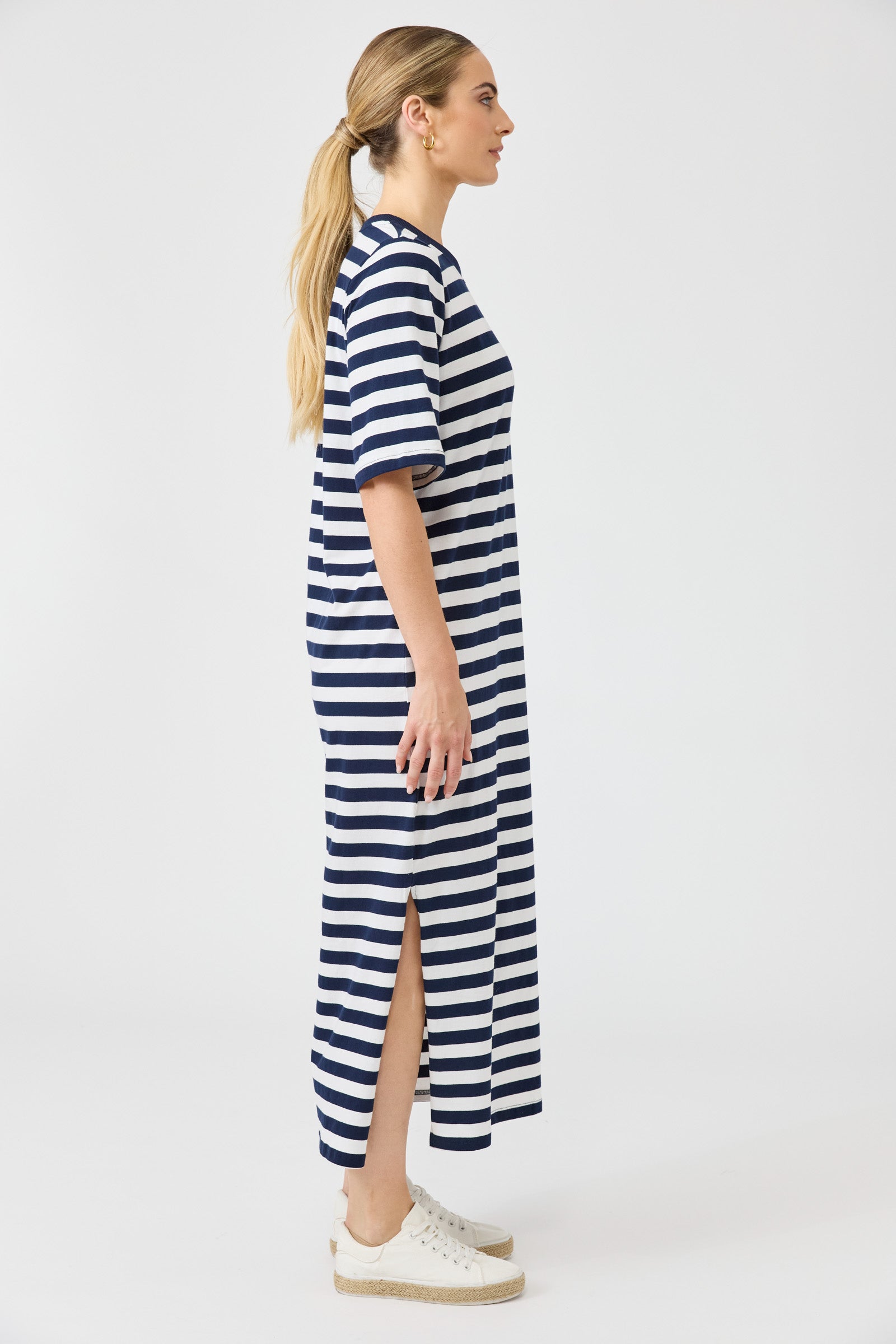 Studio Stripe Tshirt Dress - Indigo