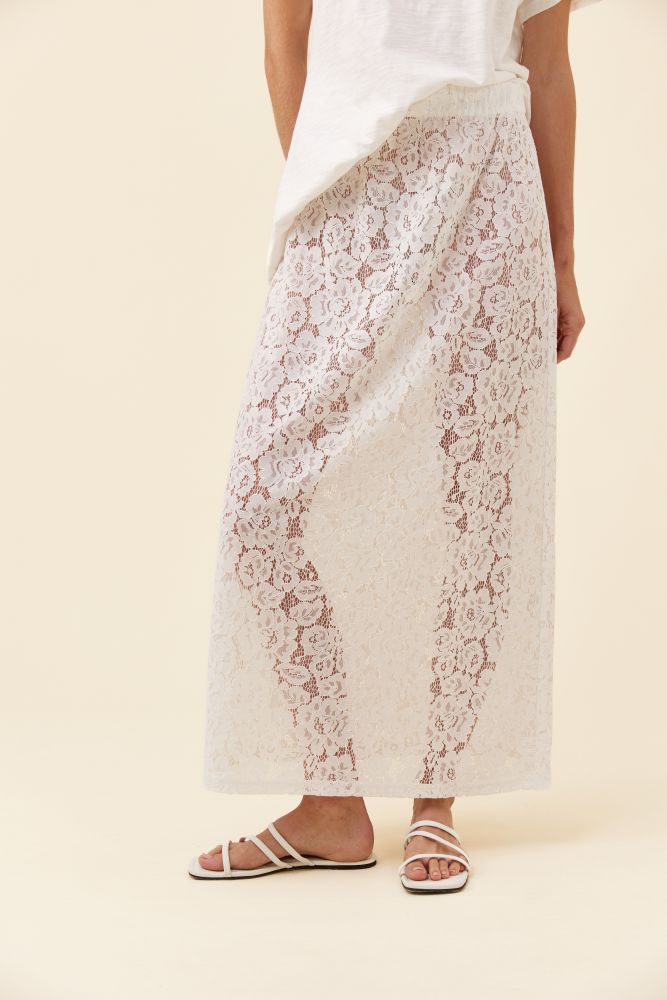 Ethel Lace Maxi Skirt - White