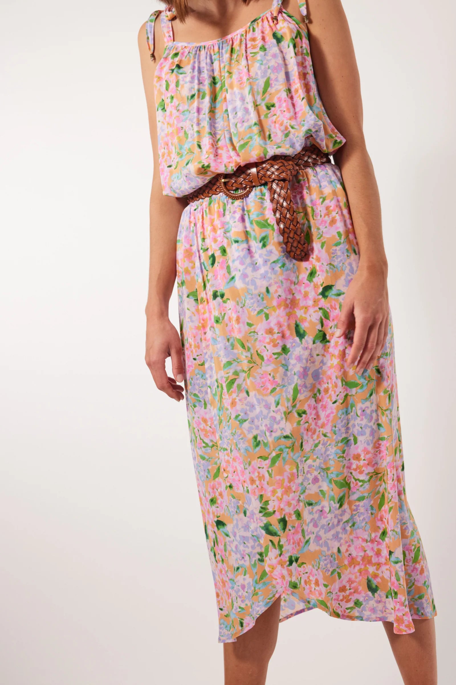 Botanical Midi Skirt - Sunset Hydrangea