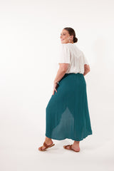 Botanical Midi Skirt - Teal