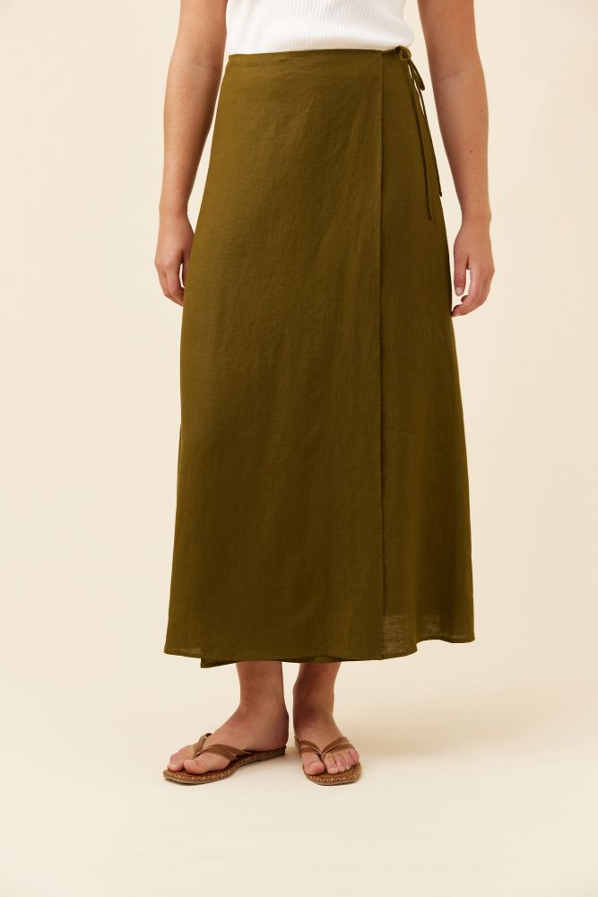 Anita Wrap Skirt - Olive