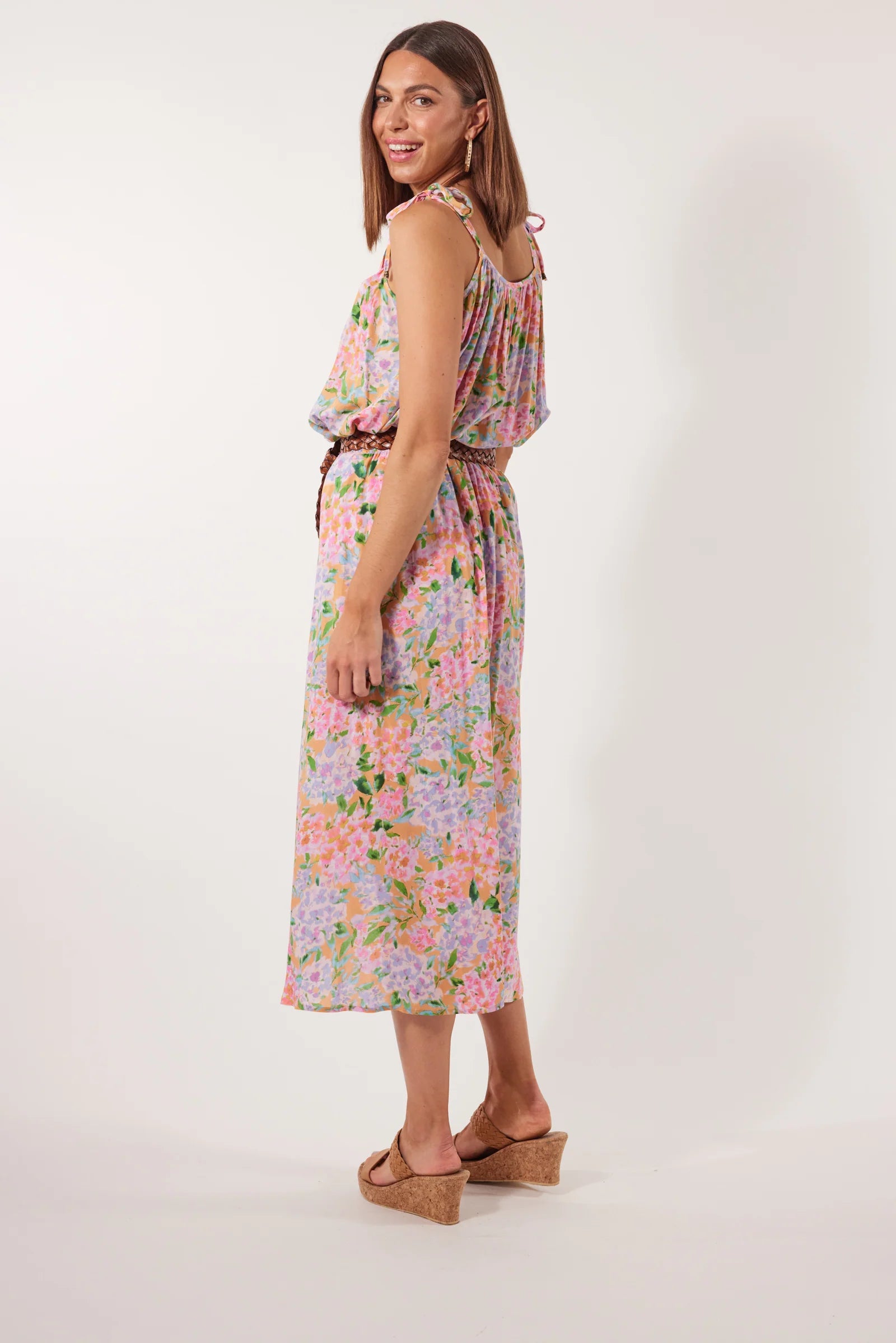Botanical Midi Skirt - Sunset Hydrangea