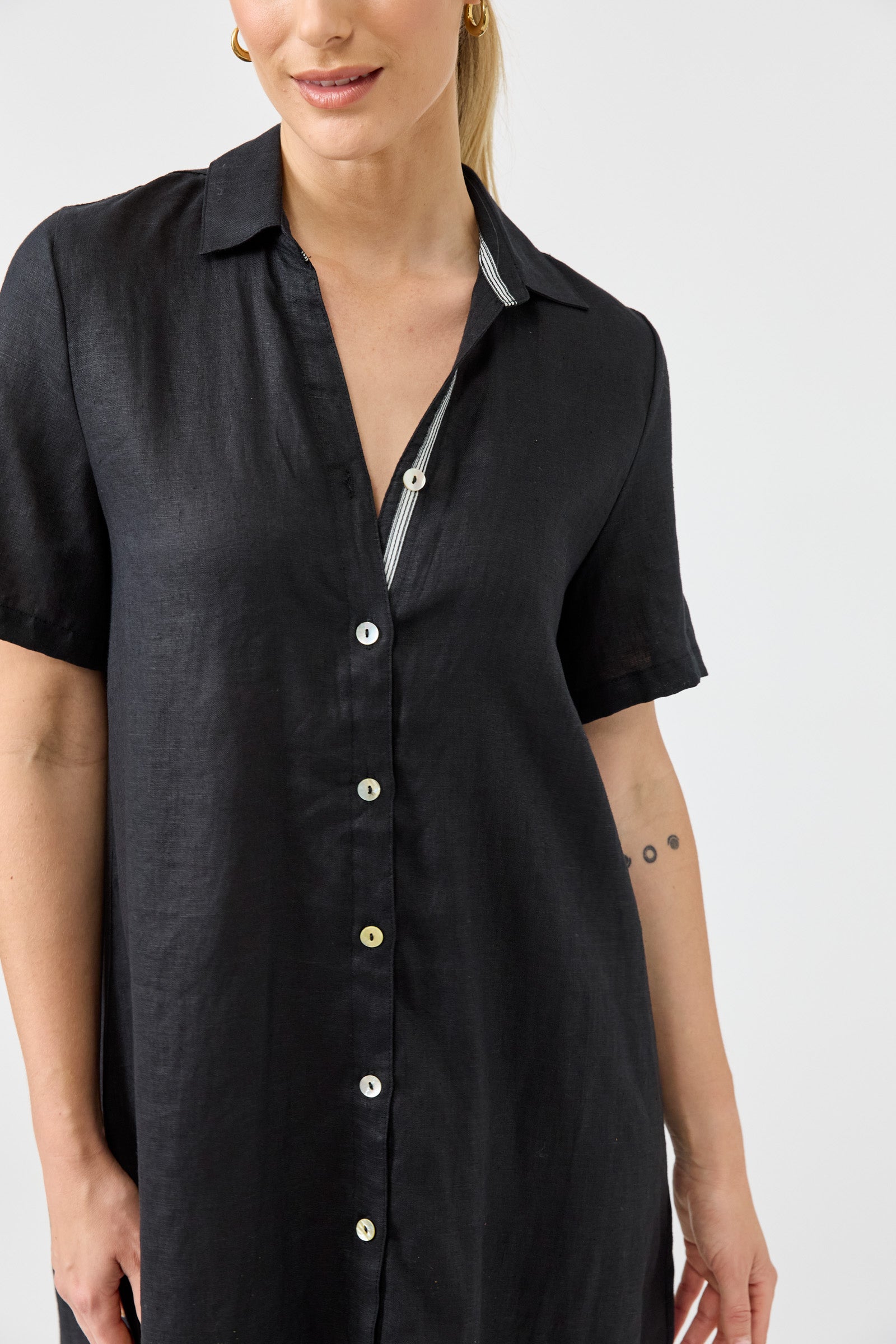 Studio Short Shirt Dress - Black