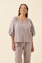 Lyndell Drawstring Top - Taupe