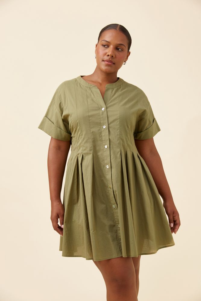 Rosa Pleat Dress - Sage