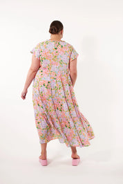 Botanical Tiered Dress - Sunset Hydrangea