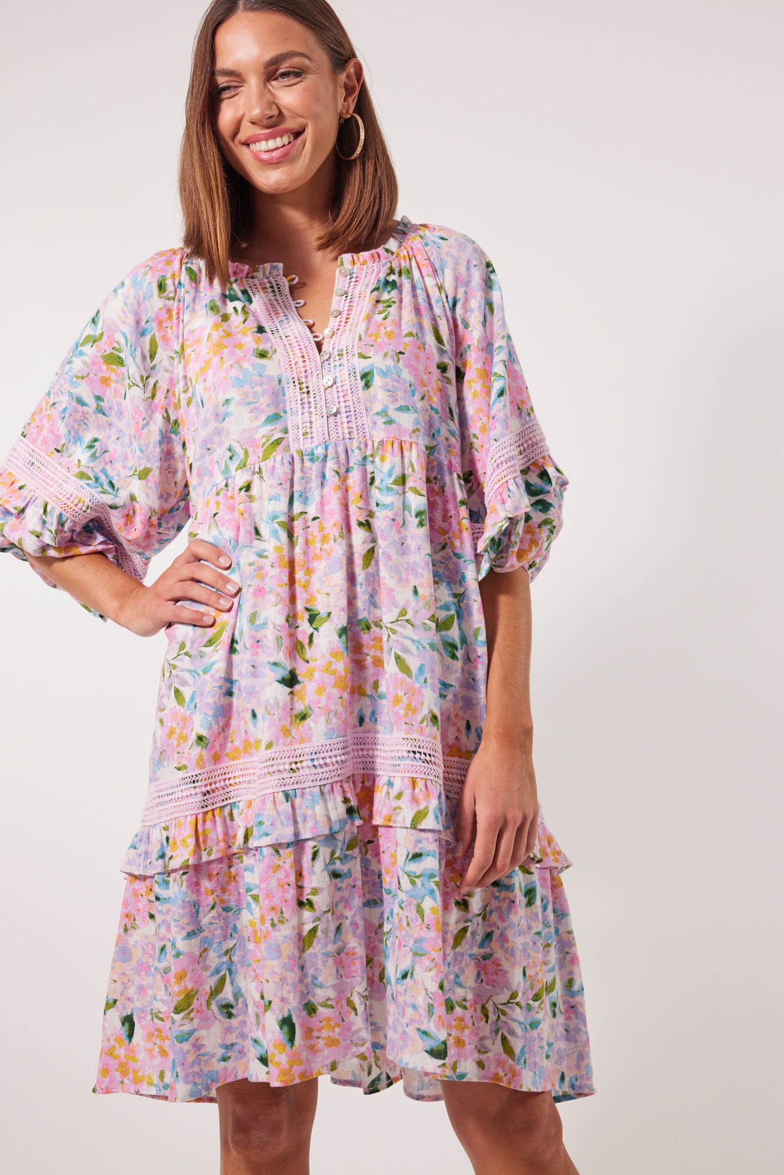 Flora Lace Dress - Salt Hydrangea