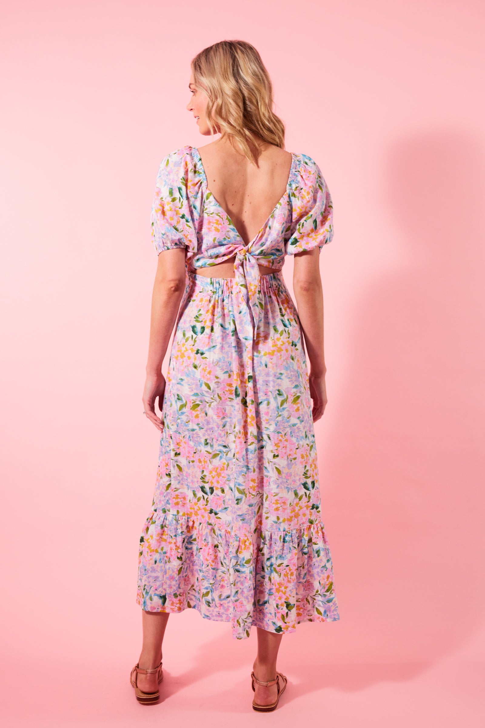 Flora Tie Dress - Salt Hydrangea