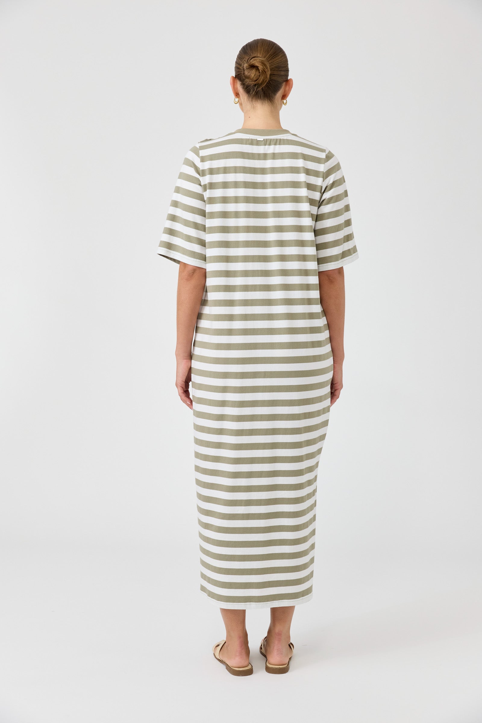 Studio Stripe Tshirt Dress - Olive