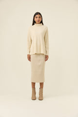 Juno Relaxed Roll Neck Jumper - Canvas