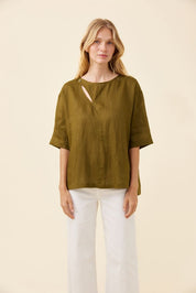 Anita Button Top - Olive