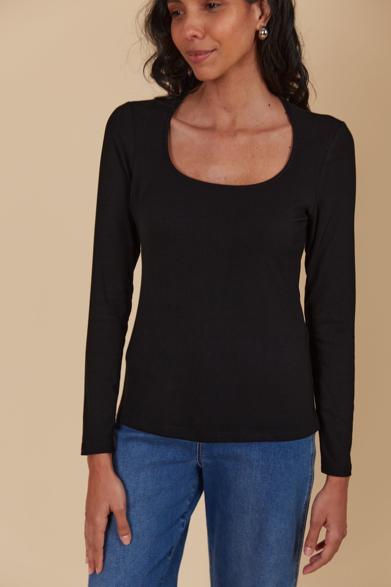 Naria Scoop Neck Top - Onyx