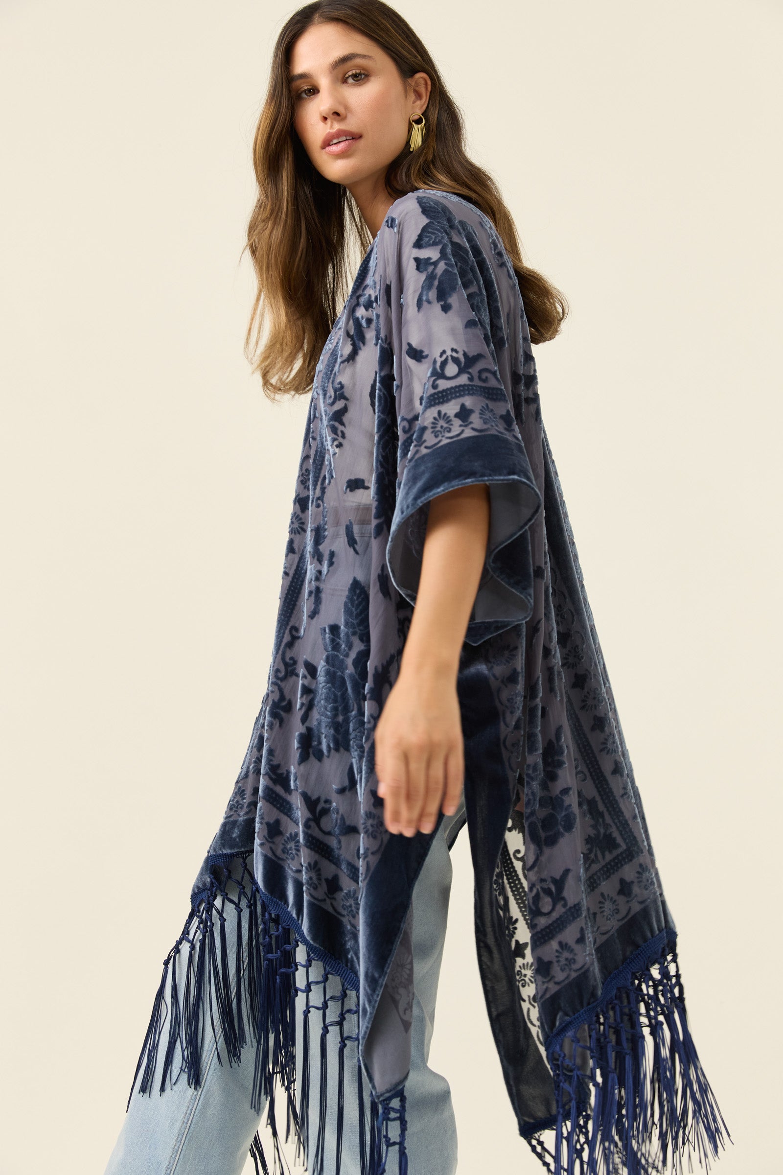 Navi Velvet Cape - Navy
