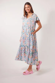 Botanical Tiered Dress - Salt Hydrangea
