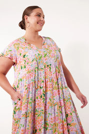 Botanical Tiered Dress - Sunset Hydrangea