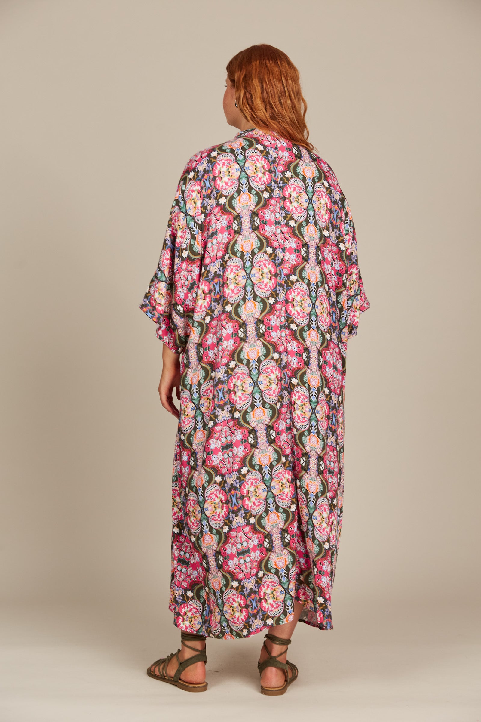 Esme Relaxed Dress - Olive Fleuron