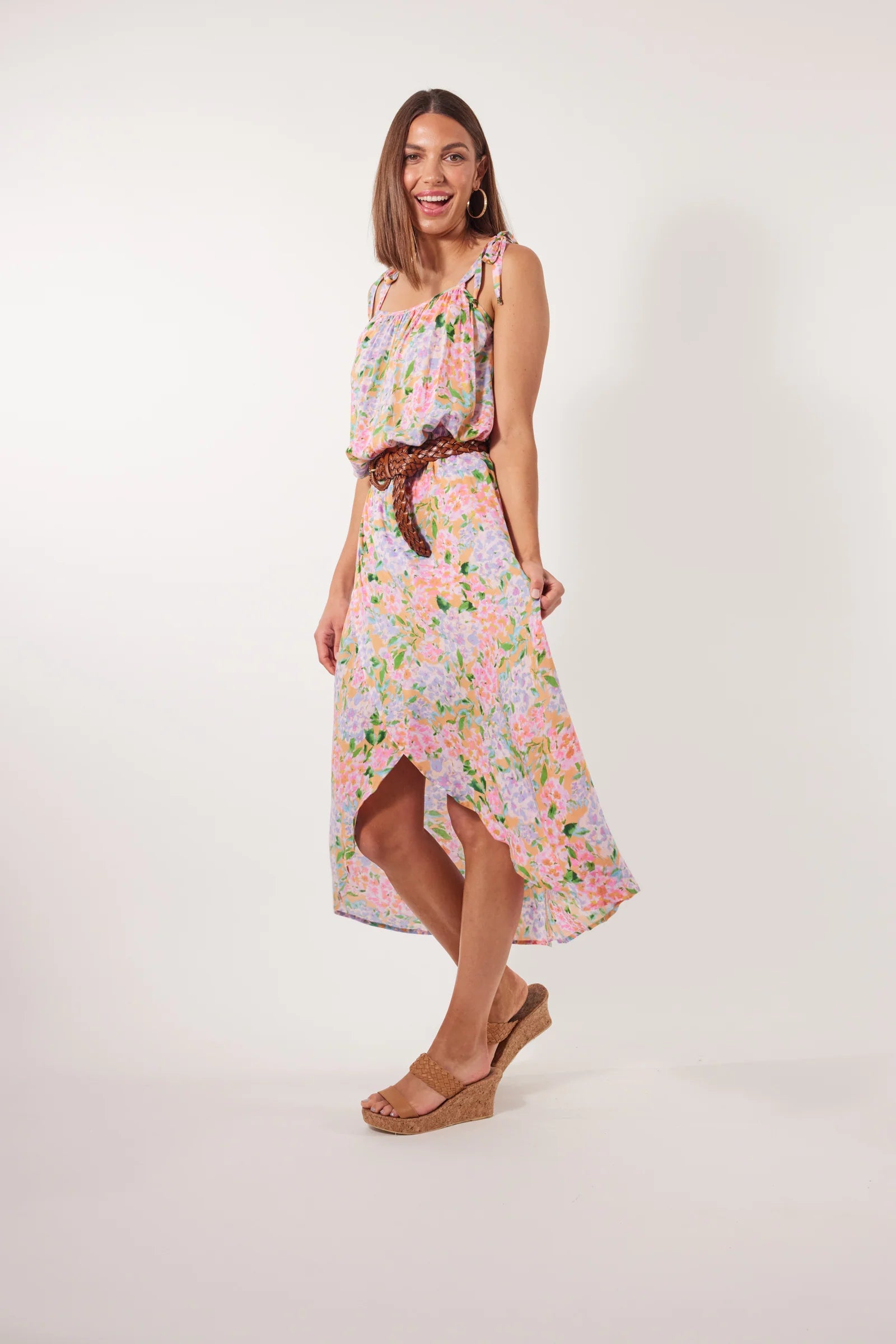 Botanical Midi Skirt - Sunset Hydrangea