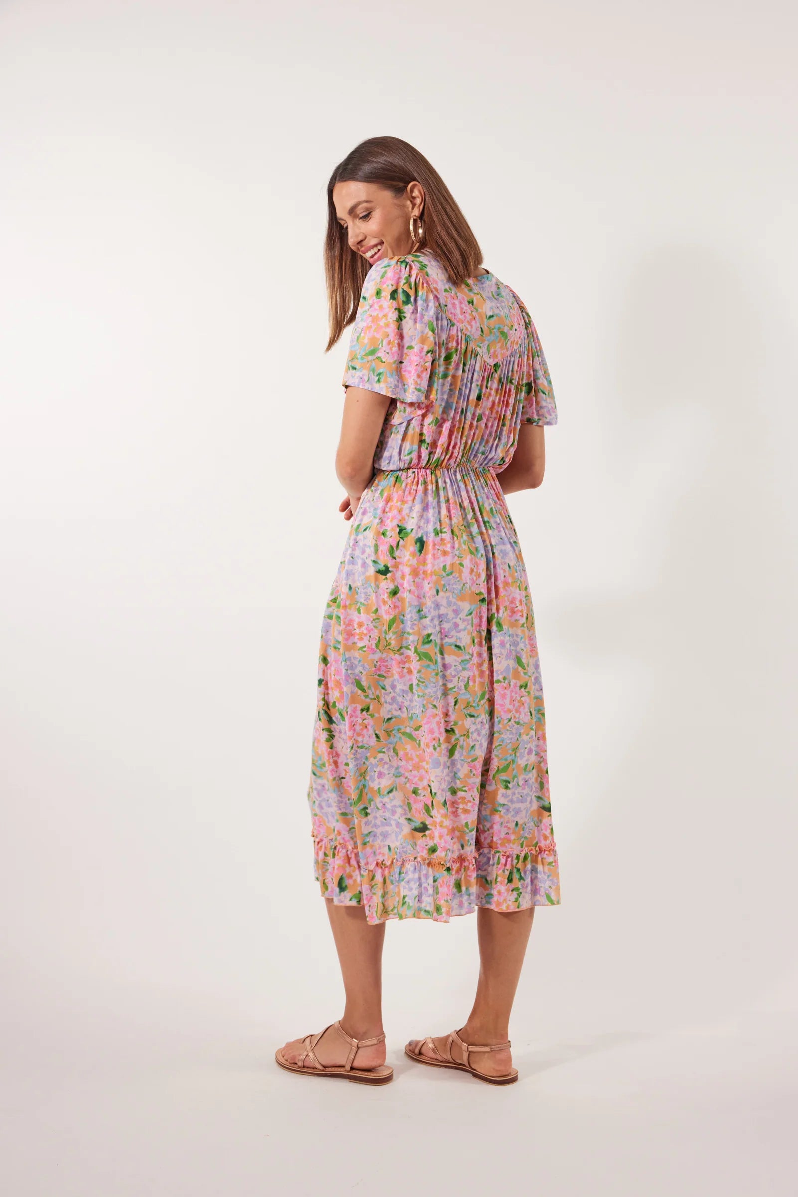 Botanical Midi Dress - Sunset Hydrangea
