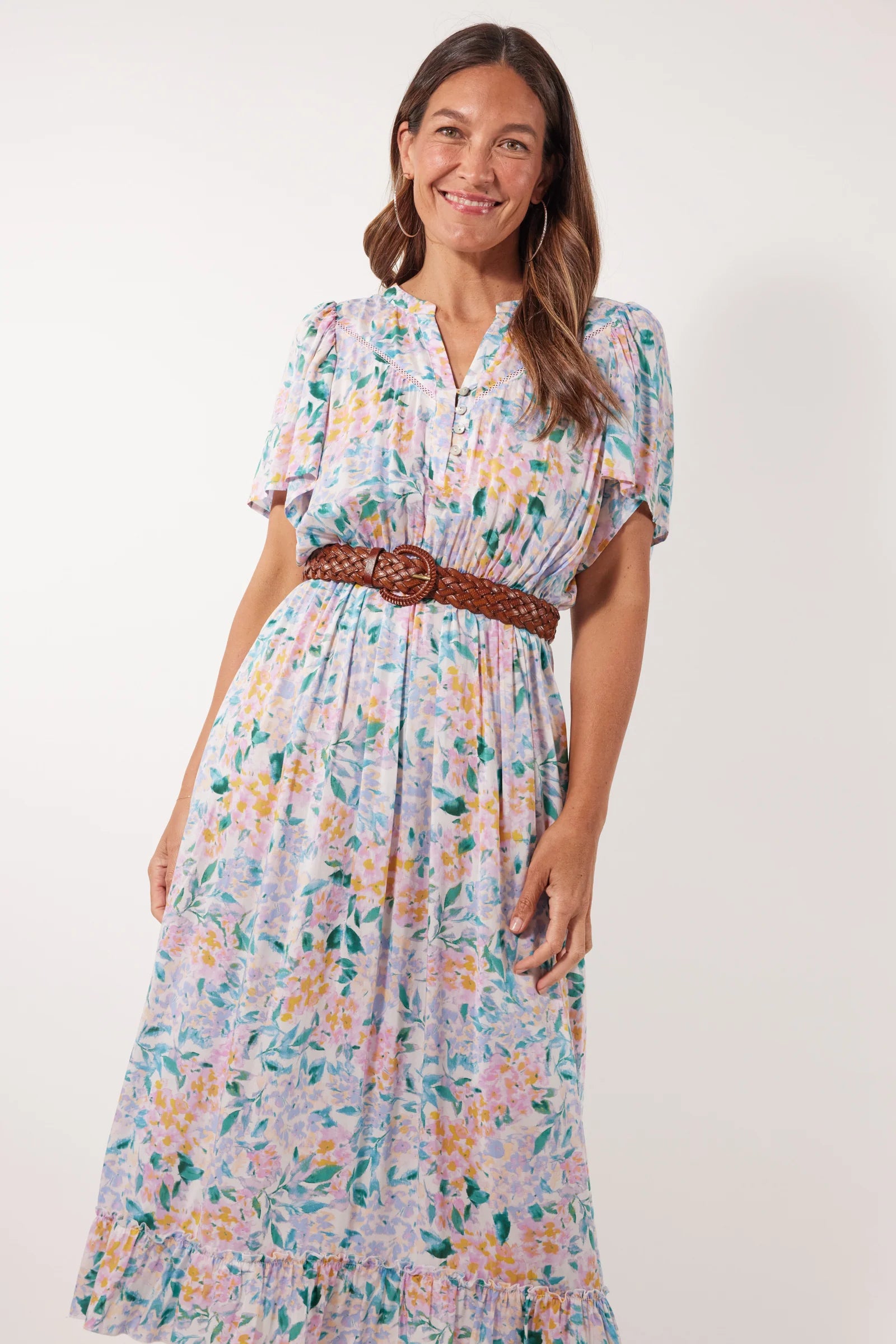 Botanical Midi Dress - Salt Hydrangea