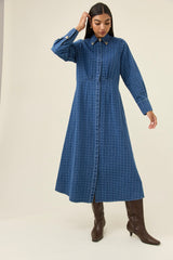 Sloane Denim Maxi Dress - Check