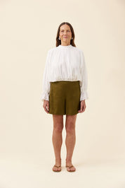 Frances Drawstring Top - White
