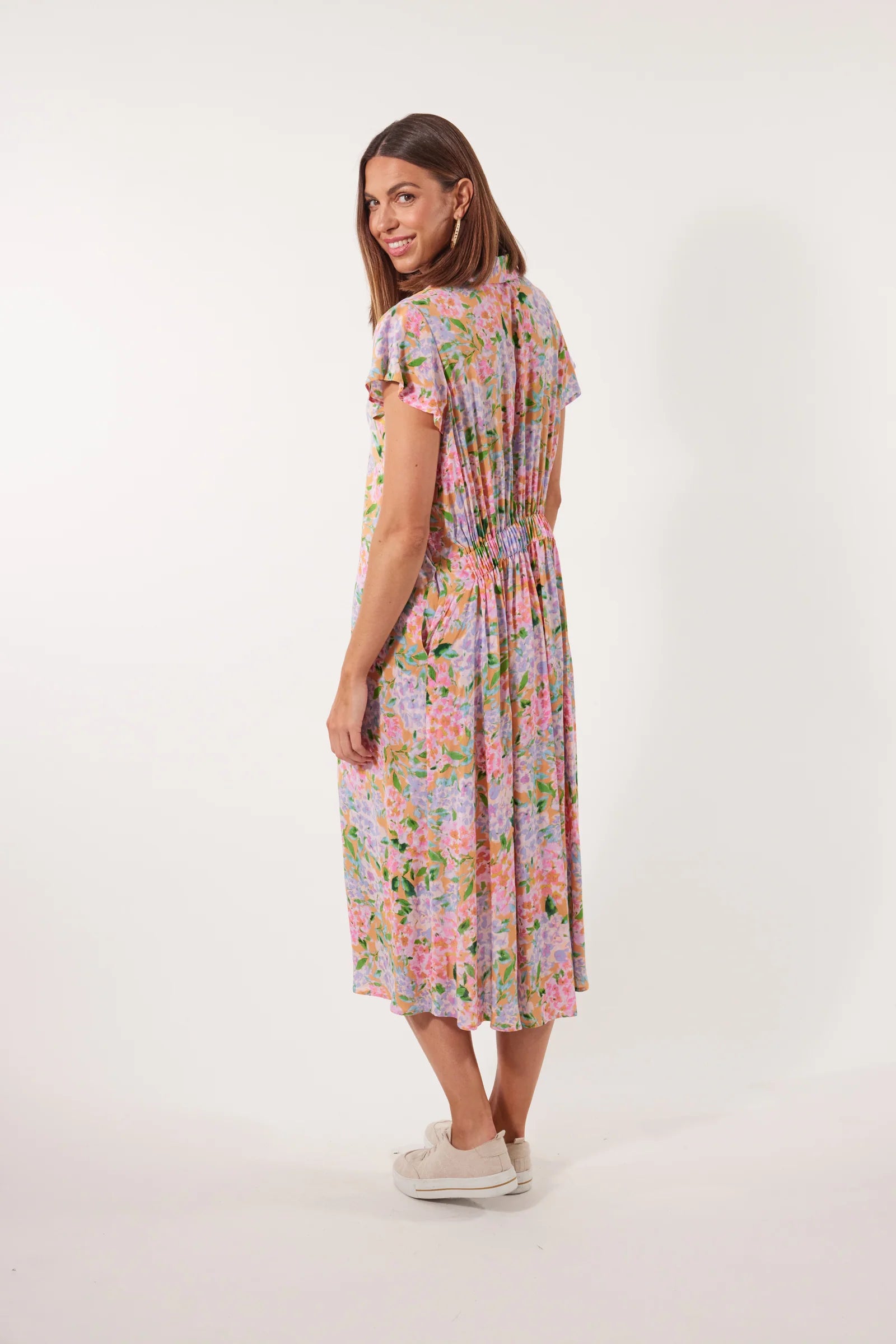 Botanical Shirt Dress - Sunset Hydrangea