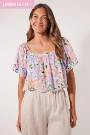 Flora Crop Top - Salt Hydrangea
