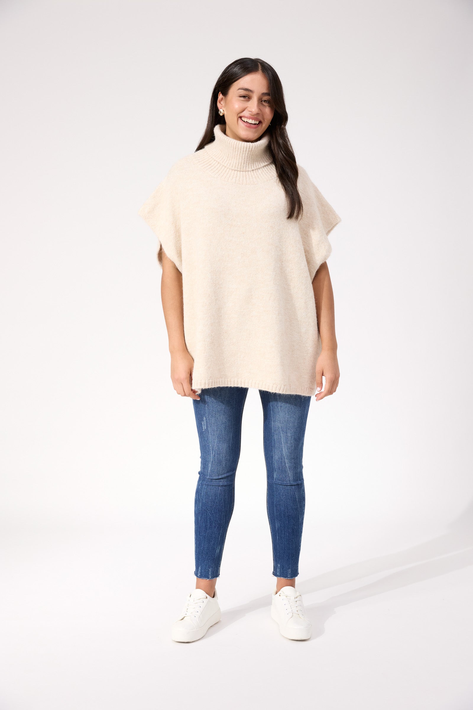 Valenza Knit Poncho - Natural