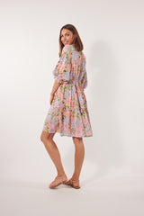 Botanical Tie Dress - Sunset Hydrangea