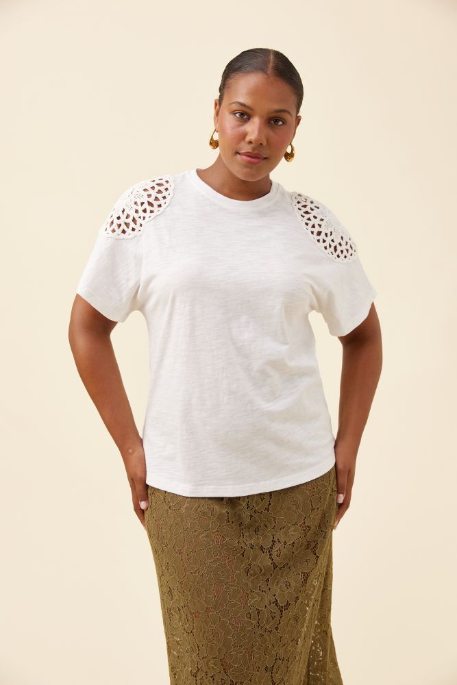 Eva Crochet Tshirt - White