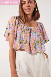 Flora Crop Top - Sunset Hydrangea