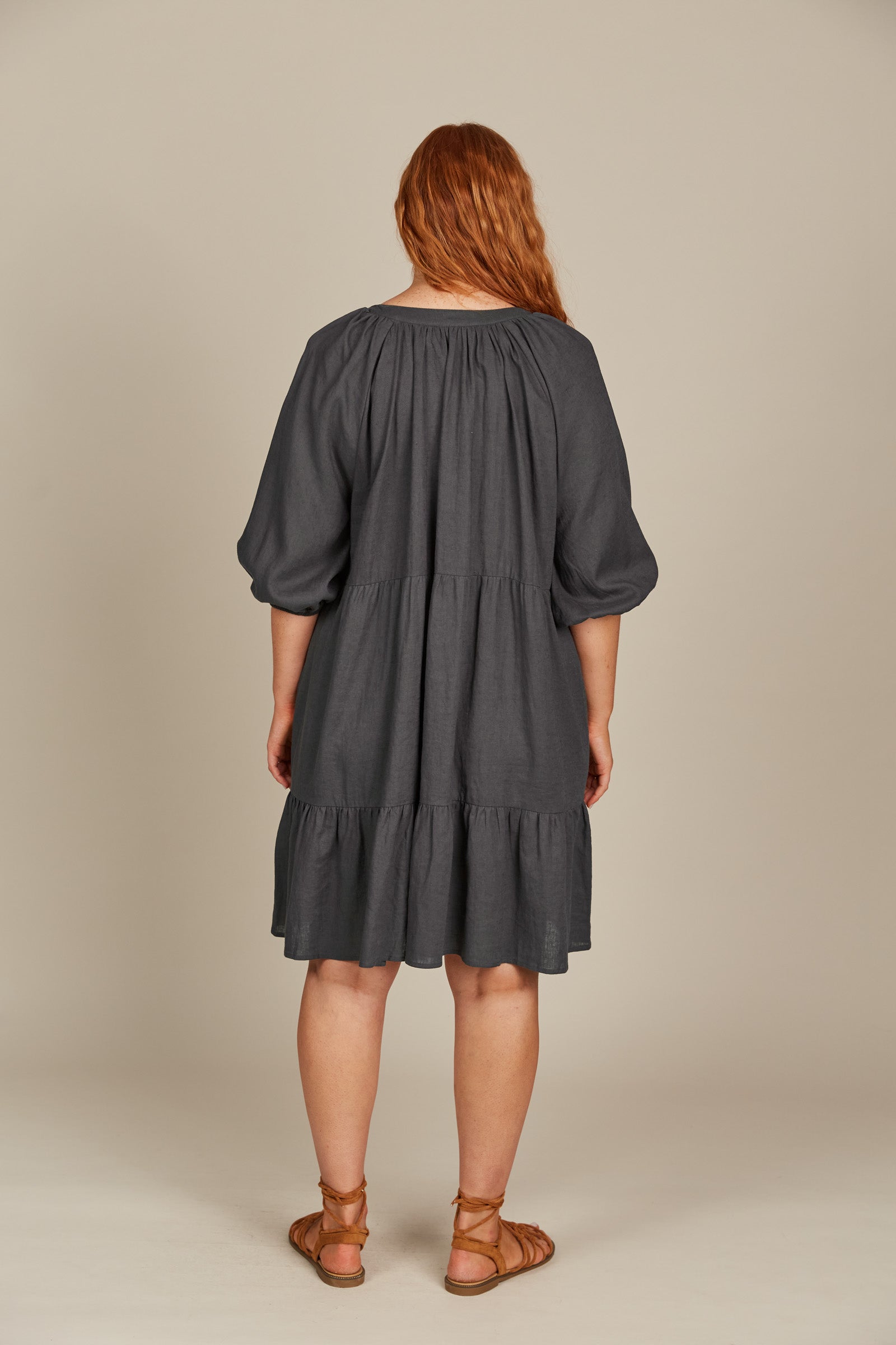 Amelie Button Dress - Graphite