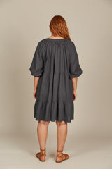 Amelie Button Dress - Graphite