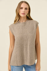 Miru Crew Knit Vest - Stone