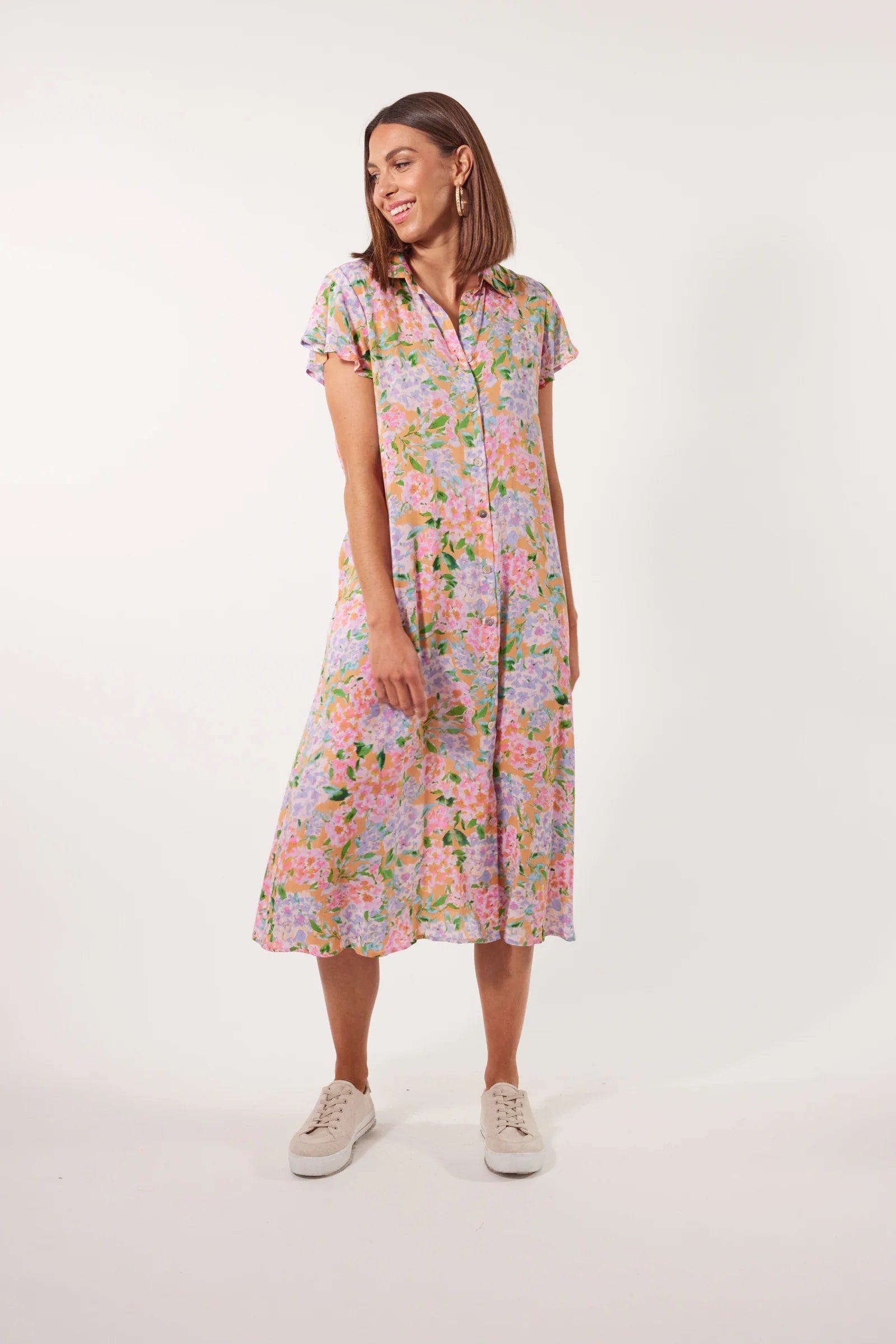 Botanical Shirt Dress - Sunset Hydrangea