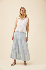 Frances Button Tank - White