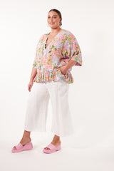 Botanical V Relax Top  - Sunset Hydrangea