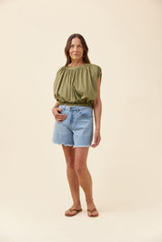 Rosa Reversible Crop Top - Sage